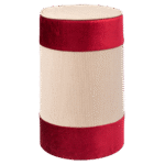 Pufe Tamborete Capa Linho Fendi com Barrado Veludo Especial Bordô