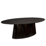 Mesa Design Oval com Base Preta e Tampo Carvalho Americano Preto