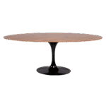 Mesa Saarinen Jantar Oval Preta com Tampo Madeira