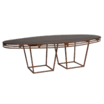 Tampo Oval Imitando Madeira com Moldura Ferro Envelhecido e Base Trapézio