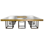 Mesa Pinus com Tampo Espelho Bronze e Base Aresta