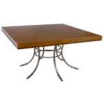 Tampo Quadrado Madeira com Base Bambu Ferro Cinza