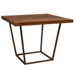 Tampo Quadrado Madeira de Demolição com Base Trapézio Ferro Envelhecido