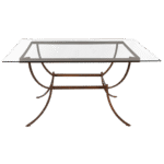 Tampo de Vidro Quadrado Transparente com Base Quadrada Ferro