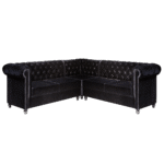 Sofá Chesterfield Veludo Preto em "L"