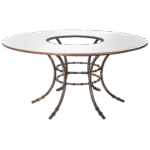 Tampo Espelho com Furo com Base Bambu Ferro Cinza