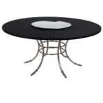 Tampo Laca com Furo e Centro de Espelho Côncavo com Base Bambu Ferro Cinza