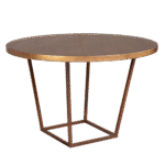 Tampo Redondo Ouro Velho com Base Trapézio Ferro Envelhecido