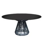 Tampo de Vidro Preto com Base Grace Cinza