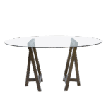 Tampo de Vidro Transparente com Base Cavalete Ferro Dourado Envelhecido