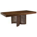 Tampo Retangular Madeira Natural com Base Bali