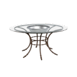 Tampo de Vidro com Furo e Bacia com Base Bambu Ferro Cinza