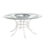 Tampo de Vidro com Furo e Bacia com Base Bambu Branca