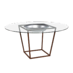 Tampo de Vidro com Furo e Bacia com Base Trapézio Ferro Envelhecido