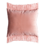 Almofada Veludo Inca Salmão com Franjas Laterais