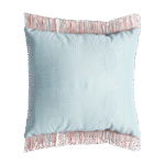 Almofada Veludo Inca Salmão com Franjas Laterais Mescladas