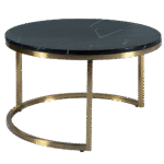 Mesa Dubai Centro Ouro com Tampo Mármore Preto - Grande