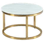 Mesa Dubai Centro Ouro com Tampo Mármore Bege - Pequena